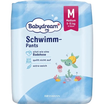 Babydream kalhotky do vody 9–15 kg M 12 ks