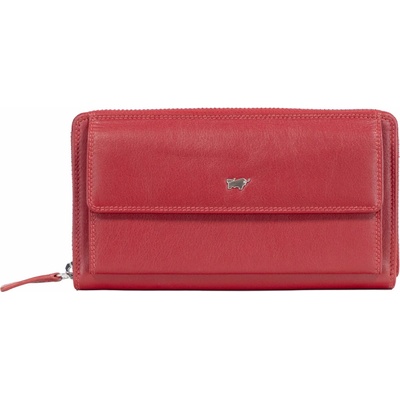 Braun Büffel Golf Rfid zip wallet with 16 card slots red
