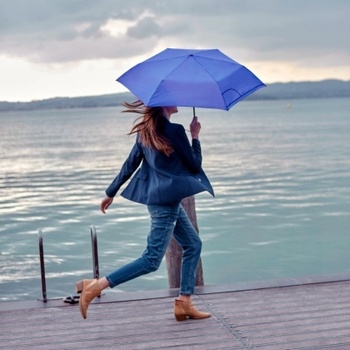 Дамски мини съваем неавтоматичен чадър Perletti Time 26356, Синьо-лилав