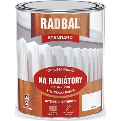 RADBAL STANDARD S 2119 Syntetický email na vrchné nátery radiátorov, 1000 - biely lesklý, 0,75l