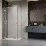 Radaway Правоъгълна душ кабина с люлееща се врата Radaway Essenza KDJ 100x90 см, матово златисто-прозрачно покритие, лява (1385040-99-01L+1384050-01-01)