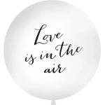 Party Deco Голям Латексов Балон, Надпис "Love is in The Air", 1м - Черен (OLBON10D-008)
