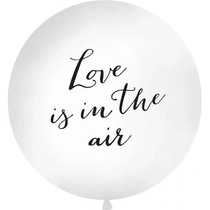 Party Deco Голям Латексов Балон, Надпис "Love is in The Air", 1м - Черен (OLBON10D-008)