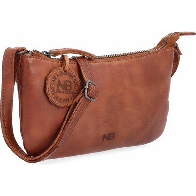 Noelia Bolger kožená dámská crossbody kabelka malá Světlé hnědá