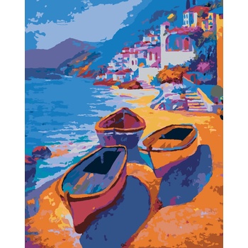 ZUTY Maľovanie podľa čísel FAREBNÉ LOĎKY NA BREHU Rámovanie vypnuté plátno na rám Rozmer 80 x 100 cm