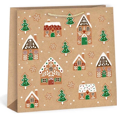 ARGUS Darčeková papierová taška (33 x 33 cm) - Vianočné domčeky a stromčeky 08550005