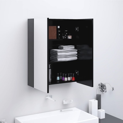 vidaXL Шкаф с огледало за баня, 60x15x75 см, МДФ, антрацит (331529)