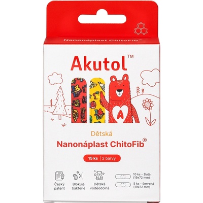 Akutol Nanonáplast ChitoFib Dětské balení 15 ks