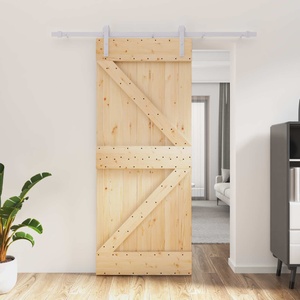 vidaXL Преплъзваща се врата Естествено и бяло 85 x 210 cm (3444930)