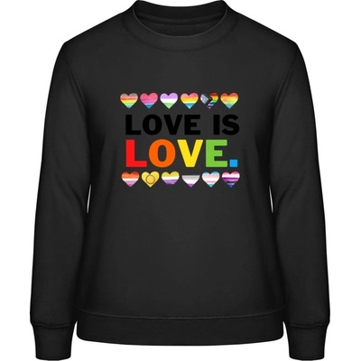 AWDis Sweat mikina Nápis Love is Love čierna