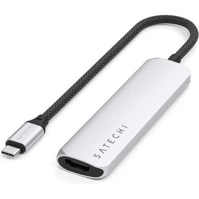 Satechi 4-in-1 USB-C Aluminum Slim Multiport Adapter 4K - мултифункционален хъб за свързване на допълнителна периферия за компютри с USB-C (сребрист)