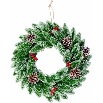 MagicHome Veniec na dvere zasnežený s bobuľkami 33 cm