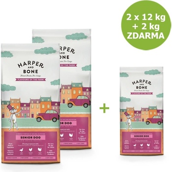 Harper and Bone Dog Senior Light príchute farmy 2 x 14 kg