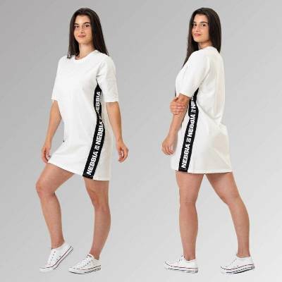 NEBBIA Tričkové oversized šaty CLUB béžové