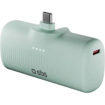 SBS EcoPower 5000 mAh 10W Преносима батерия Powerbank с вграден USB-C порт - зелен (TEBB5000PLUGLBGRS)