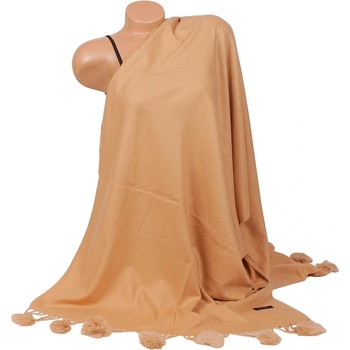 Image 1 of Кашмирен шал в бежово-кафяво с пухчета