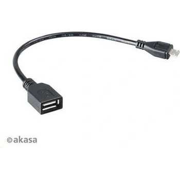 Akasa AK-CBUB25-15BK USB OTG Micro USB male na USB Type A female, 15cm