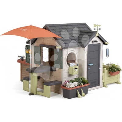Smoby Domček Záhradník s lampou nad vchodom Garden House Life s odkvapom rozšíriteľný