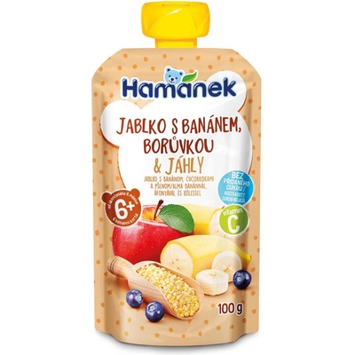 Hamánek kapsička Jablko s banánem borůvkou a jáhly 100 g – Zbozi.Blesk.cz