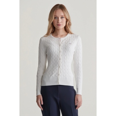 Gant STRETCH COTTON CABLE CARDIGAN biela