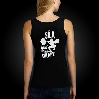 Gymtime Fitness tílko do posilovny dámské SÍLA NENÍ JEN PRO CHLAPY Černá – Sleviste.cz