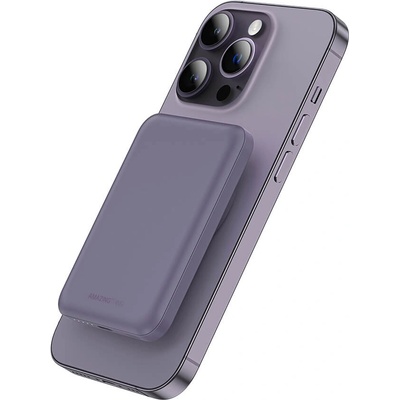 AmazingThing Thunder Pro Magnetic Wireless Power Bank 5000 mAh 22.5W - преносима външна батерия с USB-C порт и безжично зареждане с MagSafe (лилав)
