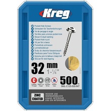 Kreg Zinc Maxi-Loc Šrouby pro skryté spoje - 32 mm, hrubý závit, 500 ks