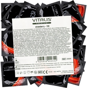 Vitalis Premium Bulk-Pack: Strawberry/Red, 100 condoms