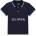 GUESS Тъмносиня тениска с яка за мини момче с трицветен надпис Guess