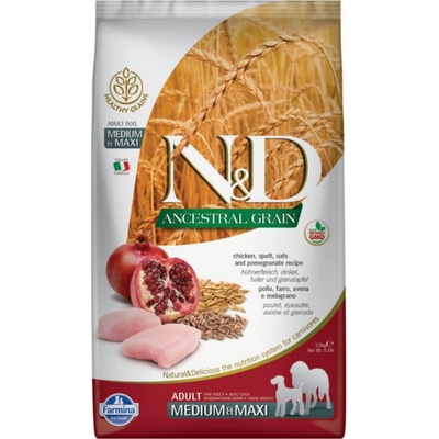 N&D Ancestral Grain Dog Adult Light Medium & Maxi Chicken & Pomegranate 12 kg