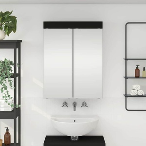 vidaXL Шкаф с огледало за баня TULUM Черно 60 x 16, 5 x 78 см (880362)