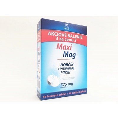 MaxiMag Hořčík+B6 šumivé 3 x 20 tabliet