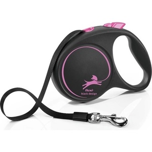 flexi Автоматичен повод FLEXI Black Design L розово лента 5 м - 50 кг 03411