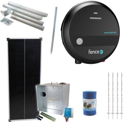 Fencee Expert sada solární ohradník - Kompletní přenosná schránka + 5J zdroj, panel 100 W, lanko 3 mm
