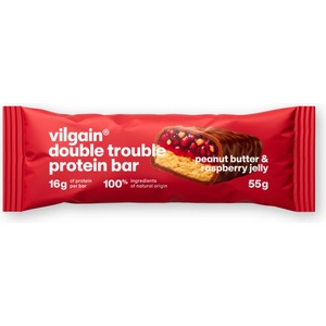 Vilgain Double Trouble протеинов бар - Фъстъчено масло и малиново желе
