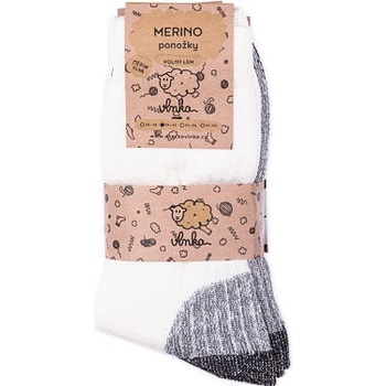 Vlnka Ovčie ponožky Merino so zdravotným lemom 3 páry Krémová