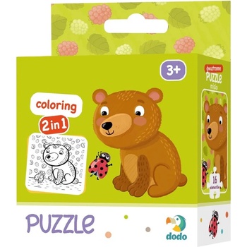 dodo Двулицев пъзел Dodo за оцветяване от 16 части - Мече (4820198240219)
