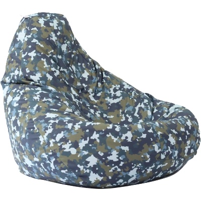 Pufrelax Пуф, круша, 220л. , Nirvana Hobbit - Army Camouflage Air, Перящ се калъф, Пълнеж от полистиролни перли