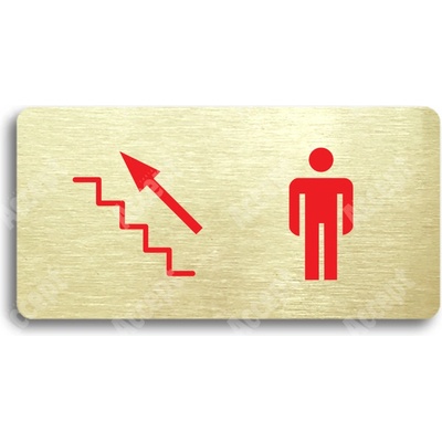 ACCEPT Piktogram WC MUŽI VLEVO NAHORU - zlatá tabulka - barevný tisk bez rámečku