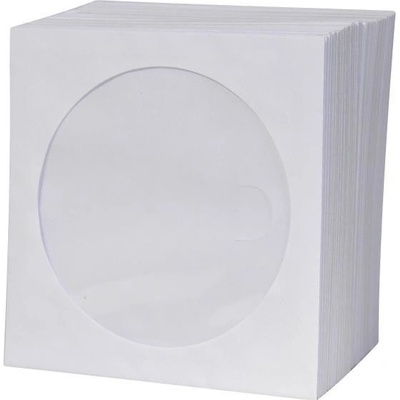 Obálka na 1 ks CD, papír, bílá, s okénkem, Logo, 100-pack