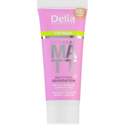 Delia Cosmetics It's Real Matt матиращ фон дьо тен цвят 102 Natural 30ml