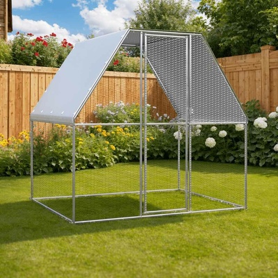 vidaXL Klec pro kuřata 2 × 2 × 2 m pozinkovaná ocel stříbrná a šedá 9799.155886