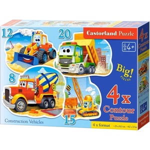 Castorland Пъзел Castorland 4 в 1 - Строителни машини (B-043040) - baby