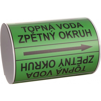 Páska na značení potrubí Signus M25 - TOPNÁ VODA ZPĚTNÝ OKRUH Samolepka 130 x 100 mm, délka 1,5 m, Kód: 26015