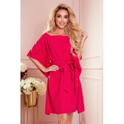 Numoco SOFIA Butterfly рокля с колан в талията - малина numoco | Rozov | ЖЕНИ | 2XL/3XL