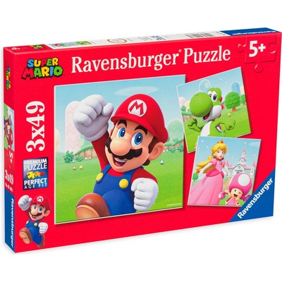 Ravensburger Пъзел Ravensburger от 3 x 49 части - Супер Марио (05186)