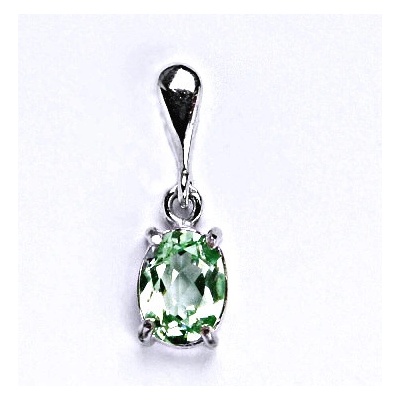 Čištín Stříbrný přívěsek se syntetickým zirkonem peridot 8x6 mm, P 1245