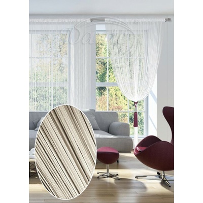 Záclona provázková nitka krém - 250 cm x 200 cm