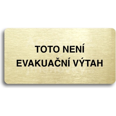 ACCEPT Piktogram TOTO NENÍ EVAKUAČNÍ VÝTAH II - zlatá tabulka - černý tisk bez rámečku