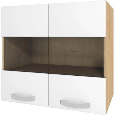 DECODOM Skřínka horní Merida H 80, 2-dvéřová, prosklené dveře, dub arlington/bílá – Zboží Dáma